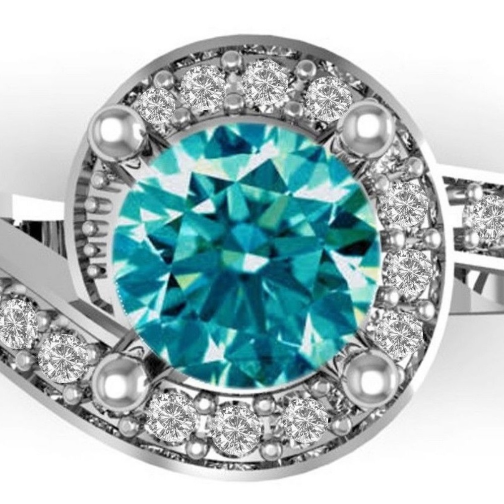 Allure 1.50 Ct VS 1 Fancy Blue Diamond Moissanite - Picture 2 of 4